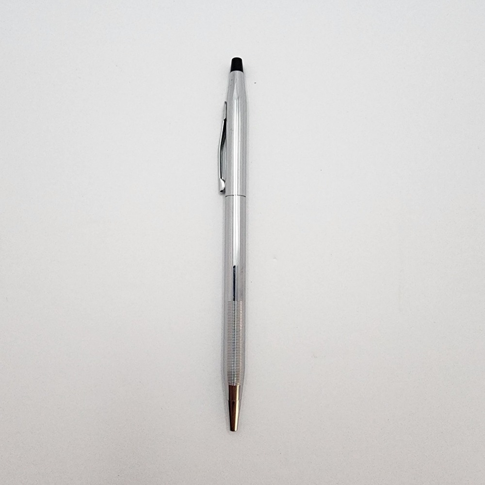 Vintage Cross Classic Century Lustrous Chrome Ballpoint Pen Knurled Grip MadeUSA